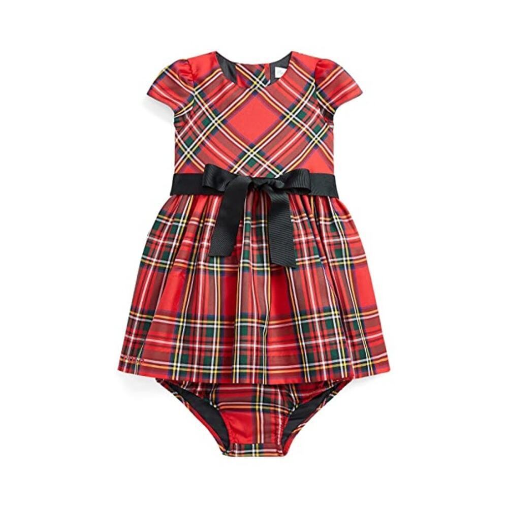 NWT Ralph Lauren Baby Girl's Plaid Print Fit & Flare Dress 2 Pec Set Size 6 M